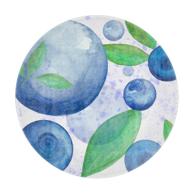 Blueberry watercolor fruit berries cutting board (Front)