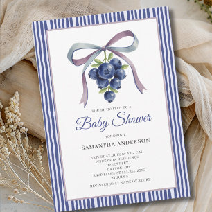 Blueberry Watercolor Gender Neutral Baby Shower Invitation