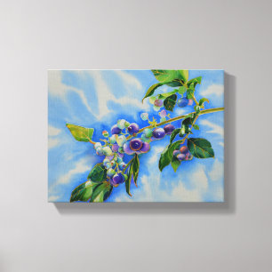 Blueberry watercolor painting canvas print