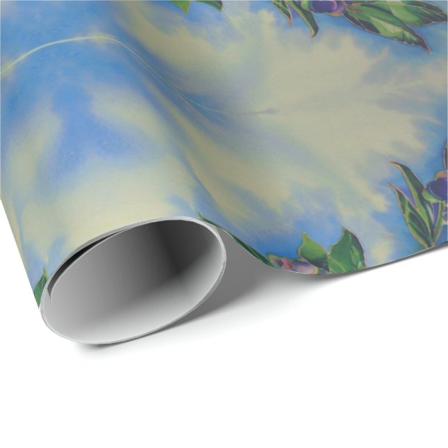 Blueberry watercolor painting wrapping paper (Roll Corner)