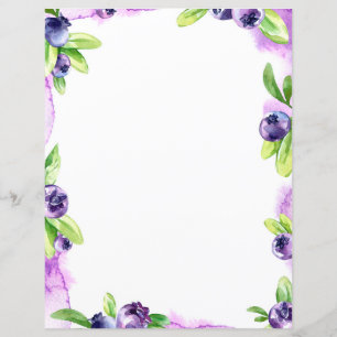Blueberry Watercolor Scrapbook Paper
