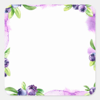 Blueberry Watercolor Scrapbook Square Sticker