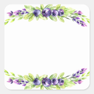 Blueberry Watercolor Scrapbook Square Sticker