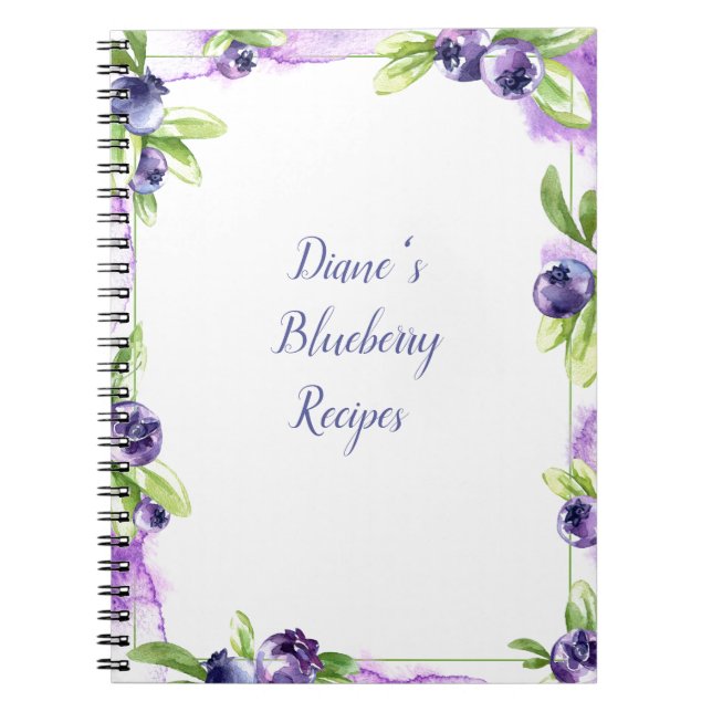 Blueberry Watercolor Spiral Notebook (Front)