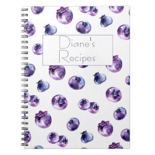 Blueberry Watercolor Spiral Notebook