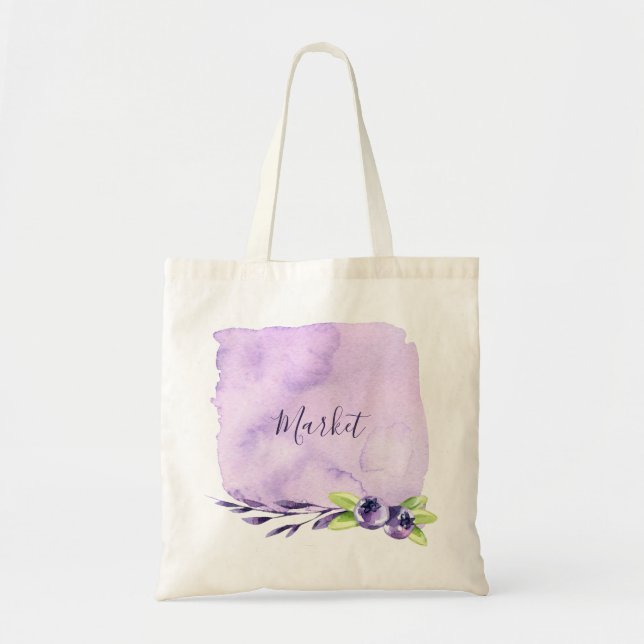 Blueberry Watercolor Tote Bag (Front)