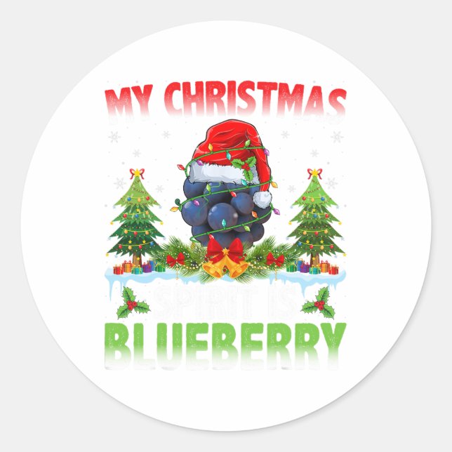 blueberry wearing santa hat - christmas spirit is  classic round sticker (Front)