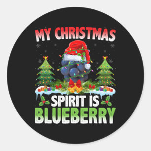 Blueberry Wearing Santa Hat - Christmas Spirit Is Classic Round Sticker