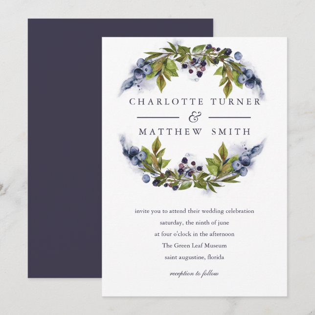 BlueBerry | Wedding Invitation (Front/Back)