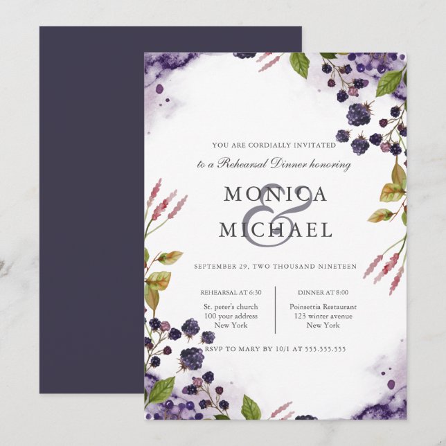 Blueberry | Wedding  Rehearsal Dinner Invitation (Front/Back)