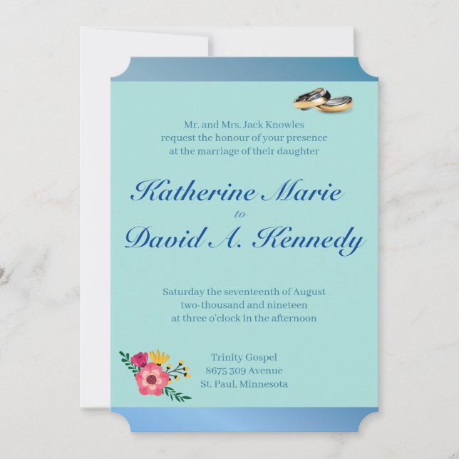 Blueberry Wedding Rings Two-Tone Invitation (Front)