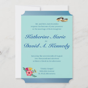 Blueberry Wedding Rings Two-Tone Invitation