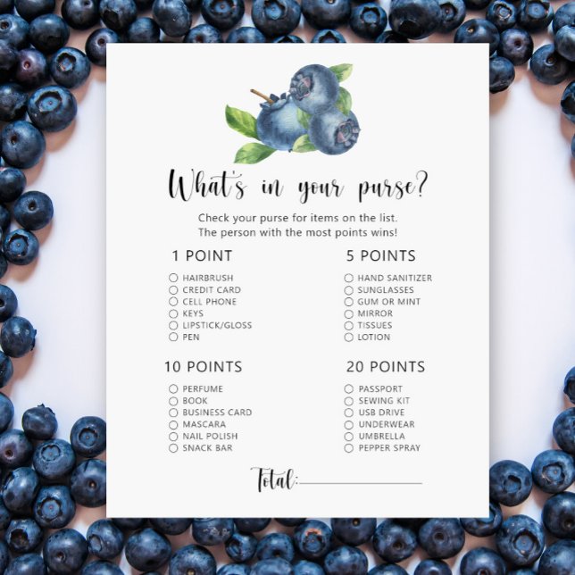 Blueberry - What's in your purse baby shower game (Creator Uploaded)