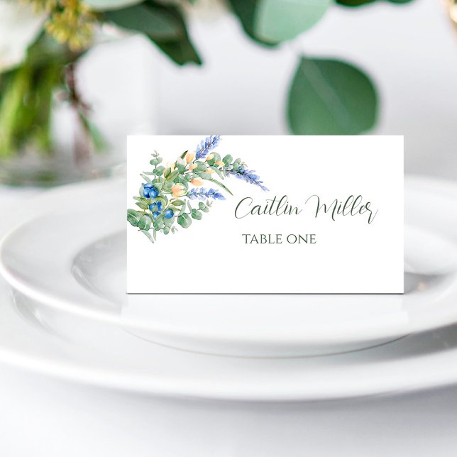 Blueberry Wildflowers Lavender Rustic Wedding Place Card (Creator Uploaded)