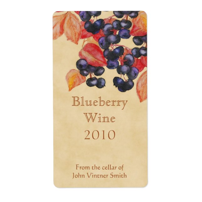 Blueberry wine bottle label (Front)