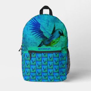 Bluebird Abstract Animal Art Personalised Printed Backpack