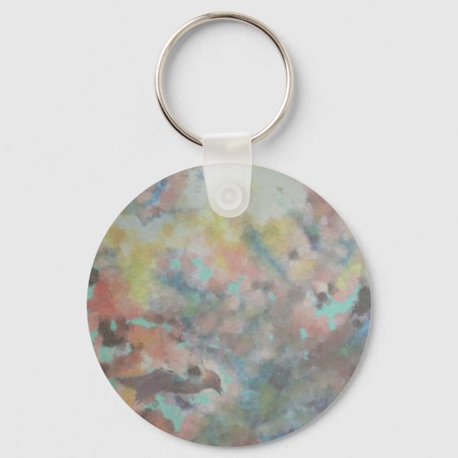 Bluebird Abstract Digital Art Key Ring (Front)