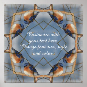Bluebird Abstract Mirror Nature Art Personalised Poster
