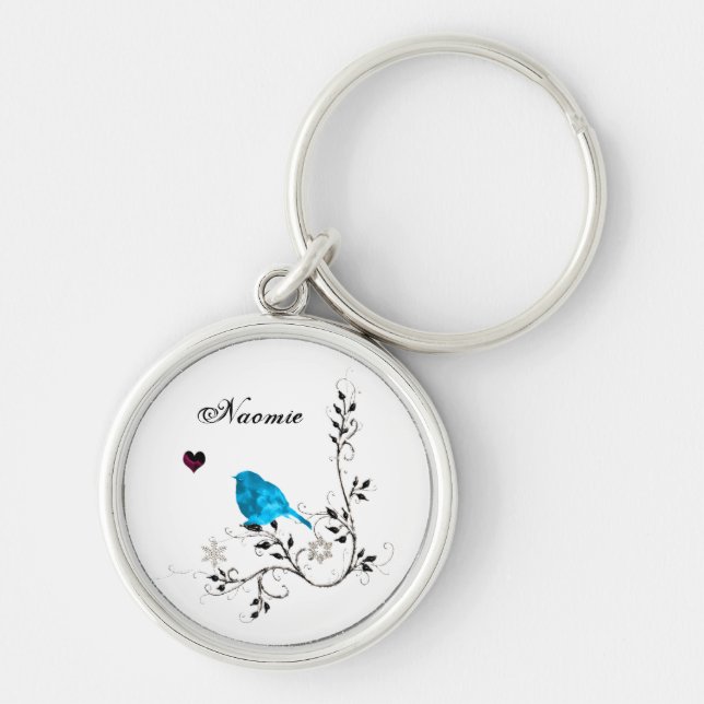 Bluebird and Blue Heart Key Ring (Front)