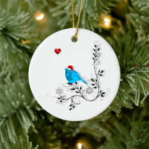 Bluebird and Heart! Ceramic Tree Decoration