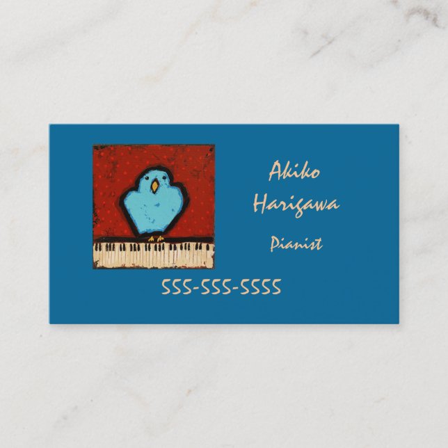 bluebird and keyboard pianist business card (Front)