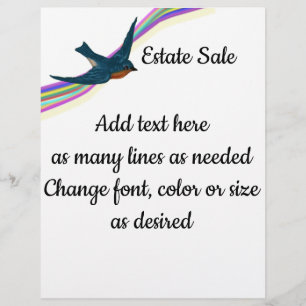 Bluebird and Rainbow, Customisable Text Flyer