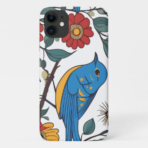Bluebird and Wildflower Folk Art iPhone 11 Case