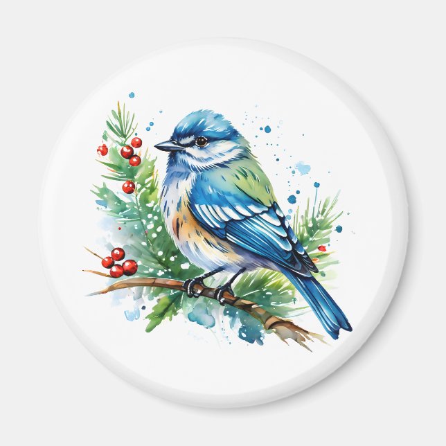 Bluebird at Christmas Magnet (Front)