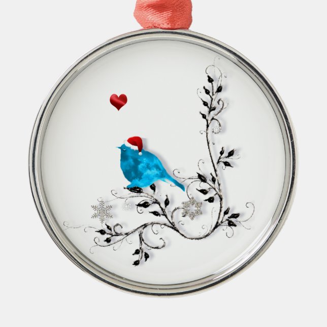 Bluebird At Christmas Metal Tree Decoration (Front)