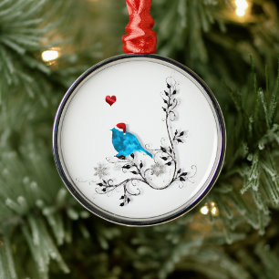Bluebird At Christmas Metal Tree Decoration