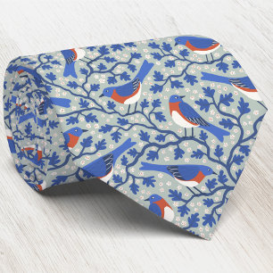Bluebird Bird and Wildflower Arts and Crafts Tie