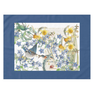 Bluebird Bird Narcissus Borage Flowers Tablecloth