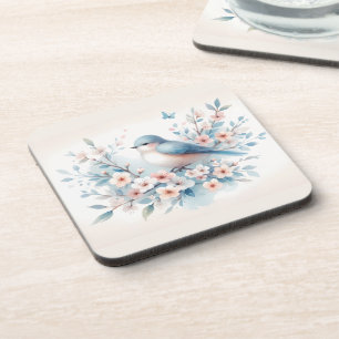 Bluebird Blossom Watercolor Serenity Coaster