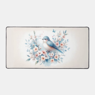 Bluebird Blossom Watercolor Serenity Desk Mat