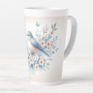 Bluebird Blossom Watercolor Serenity Latte Mug