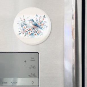 Bluebird Blossom Watercolor Serenity Magnet