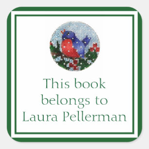 Bluebird bookplate square sticker