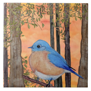 Bluebird Ceramic Tile, Large Tile