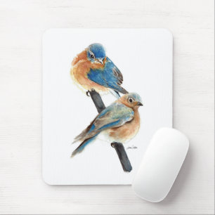Bluebird Couple Watercolor Art Mouse Mat