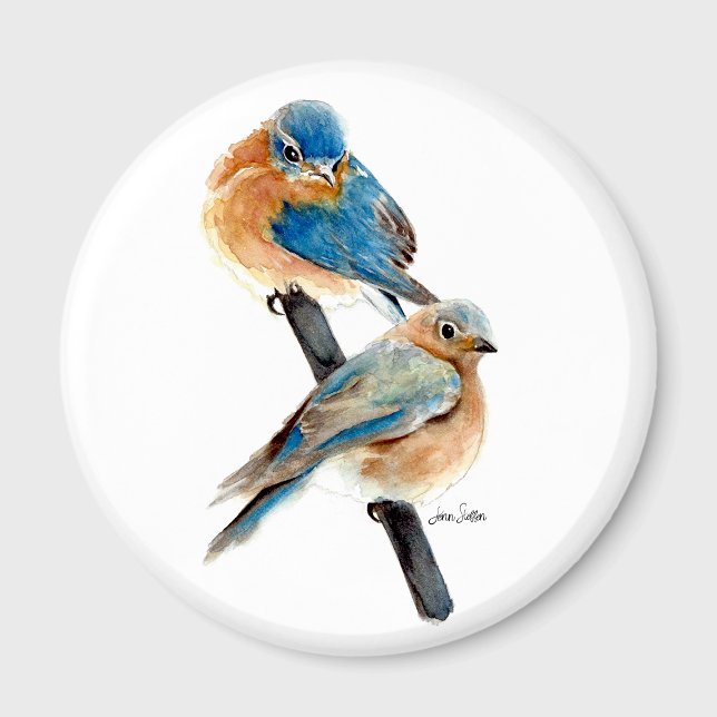 Bluebird Couple Watercolor Magnet (Bluebird Couple Watercolor Magnet from Jenn Steffen Art.)