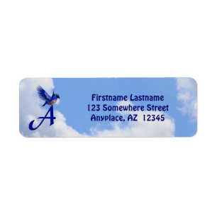 Bluebird Elegant Monogram Initial A Return Address