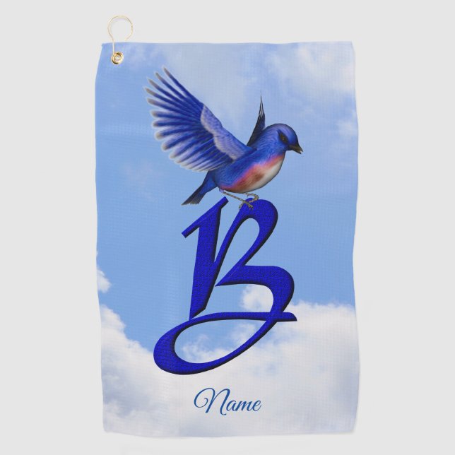 Bluebird Elegant Monogram Initial B Personalised Golf Towel (Front)