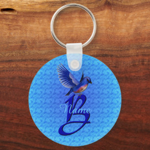 Bluebird Elegant Monogram Initial B Personalised Key Ring