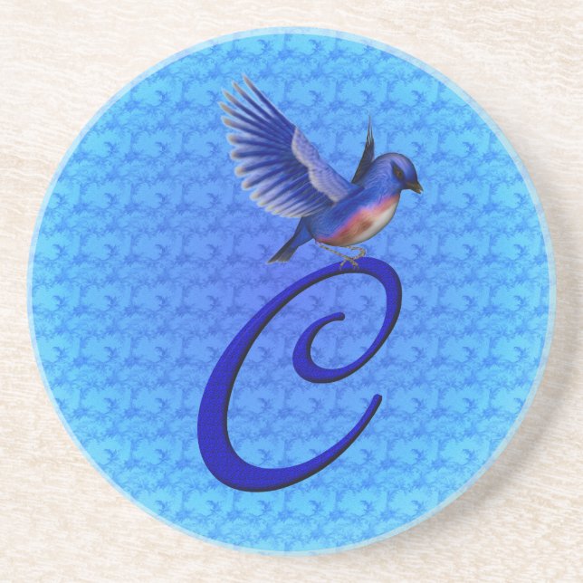 Bluebird Elegant Monogram Initial C Coaster (Front)