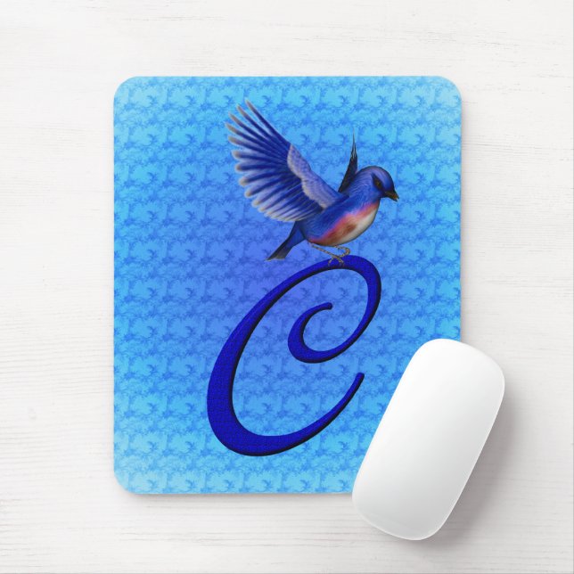 Bluebird Elegant Monogram Initial C Mouse Mat (With Mouse)