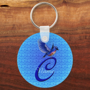 Bluebird Elegant Monogram Initial C Personalised Key Ring