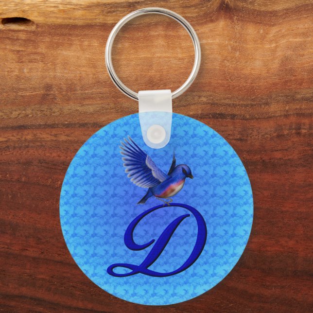 Bluebird Elegant Monogram Initial D Key Ring (Back)