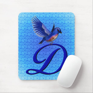 Bluebird Elegant Monogram Initial D Mouse Mat