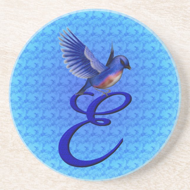 Bluebird Elegant Monogram Initial E Coaster (Front)
