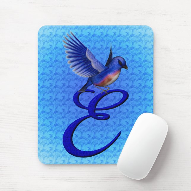 Bluebird Elegant Monogram Initial E Mouse Mat (With Mouse)